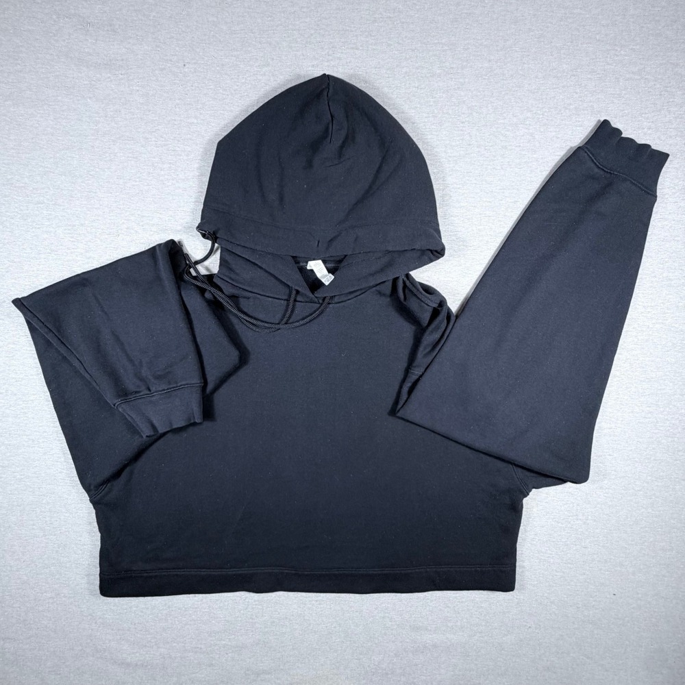 Alo Yoga Bae Hoodie Black Crop Sweatshirt Pullover Athletic Women Large Sporty